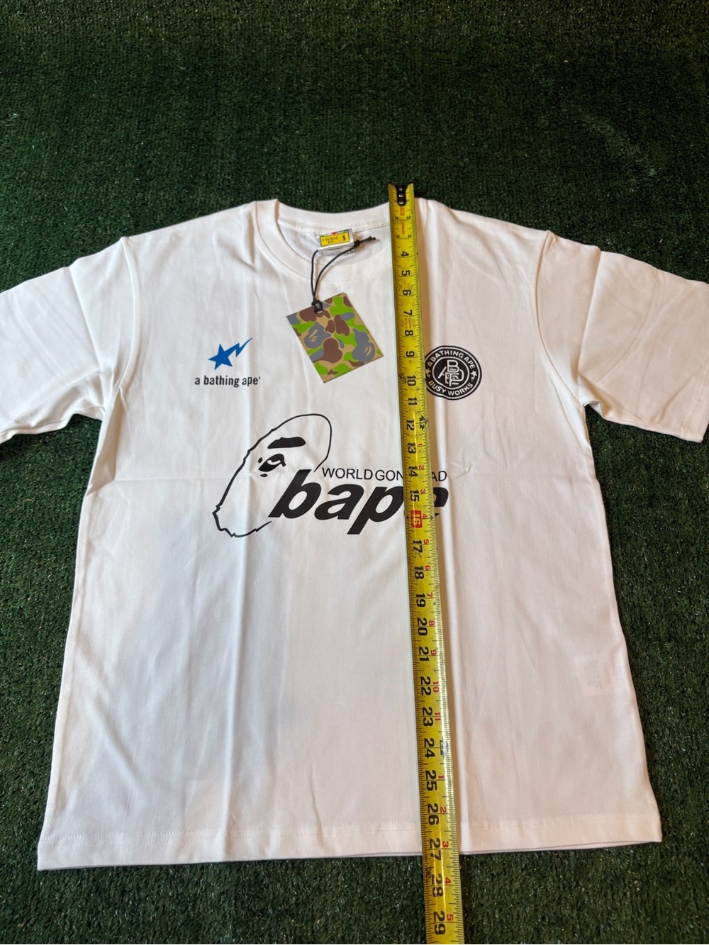 Bape White Short Sleeve Tee “World Gone Mad” - Picture 8 of 9